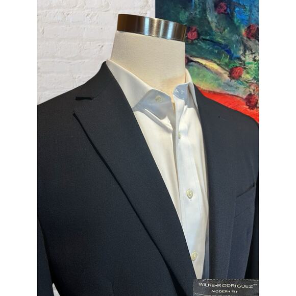 Wilke Rodriguez Mens 42XL Navy Blue Antique Gold Tone Buttons Blazer Jacket - Picture 5 of 16